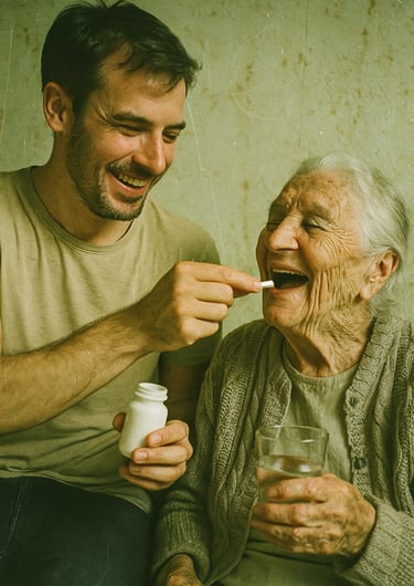 Un aidant pour les médicaments, pour la journée nationale des aidants.