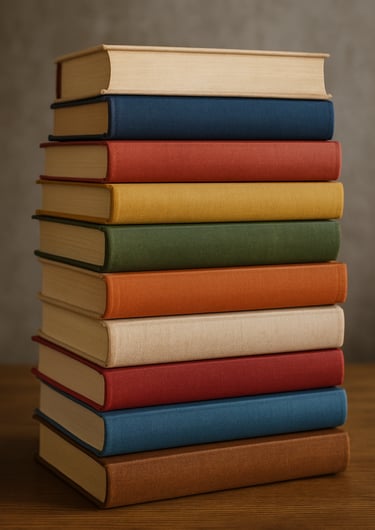 Une pile de livres pour la journée internationale de la bibliodiversité.