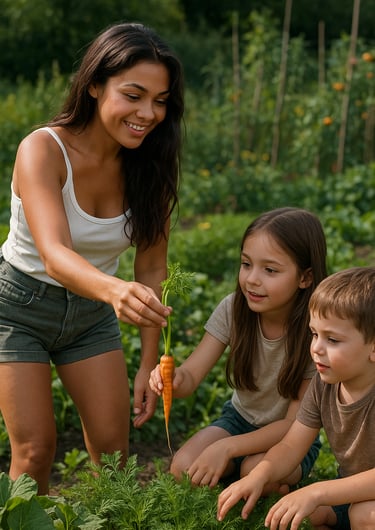 moment pédagogique dans le potager pour la journée internationale pour la liberté de l'instruction.