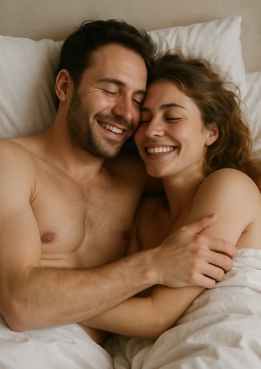 Un couple après l'amour pour la journée mondiale de la santé sexuelle.