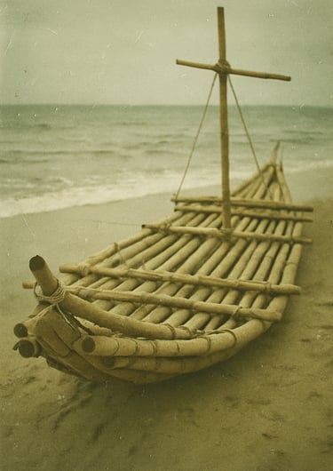 bateau en bambous pour la Journée internationale du bambou.