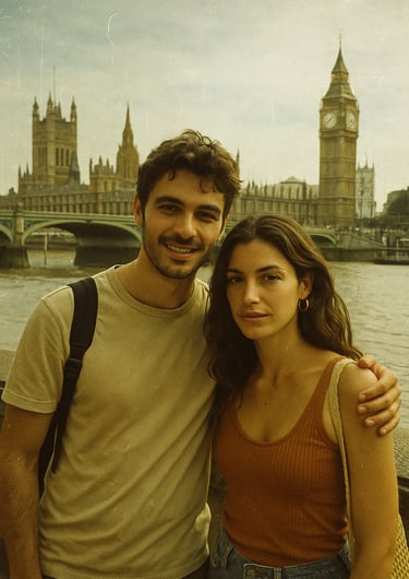 Couple Italien à Londres pour la journée mondiale du tourisme.