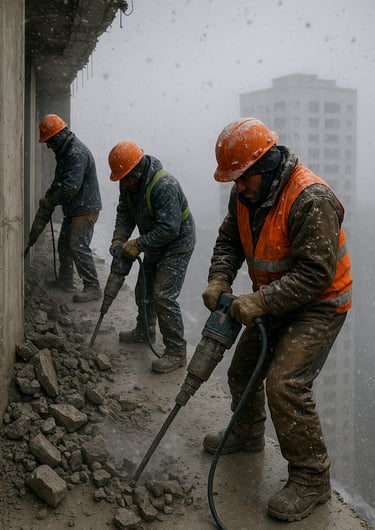 Conditions extrêmes travailleurs du BTP pour la journée mondiale du travail décent