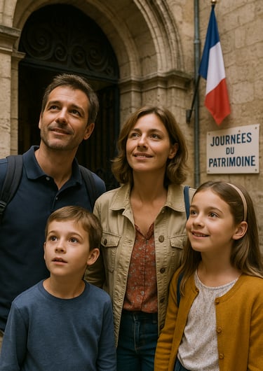 Famille en visite lors des Journées du patrimoine.