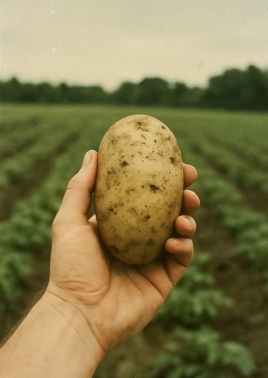 Une pomme de terre et un champ pour la semaine européenne du développement durable.