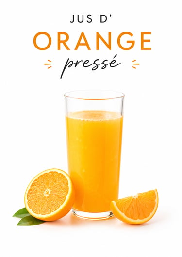 A tall glass of freshly squeezed orange juice with sliced citrus fruit on a white background.