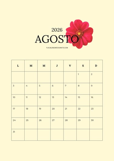 calendarios agosto para imprimir gratis organizacion planificacion mensual verano