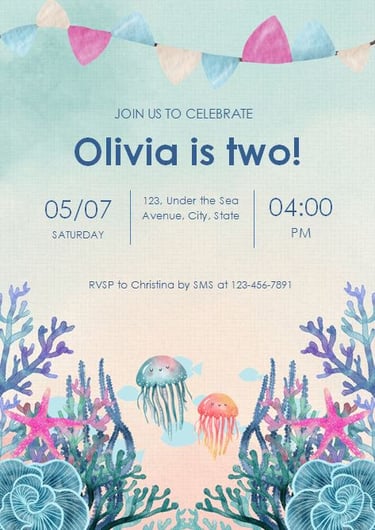 Under the Sea Birthday Party Invitation Template