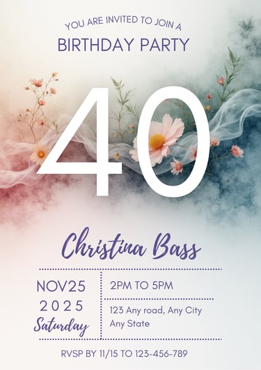 Floral Birthday Invitation Free Canva Template