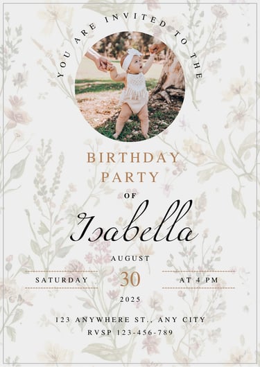 Custom Photo First Birthday Invitation Template
