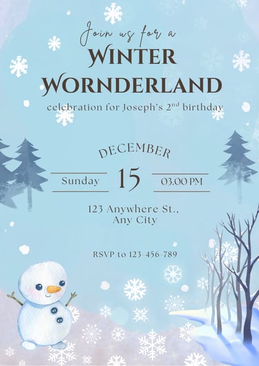 Winter Wonderland Bday Invitation
