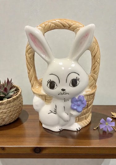 Ceramic Bunny in A Basket
