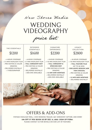 New Shores Media Wedding Packages Infographic