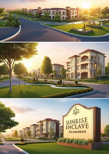 a series of photos of a sunset view of a residential apartment complex