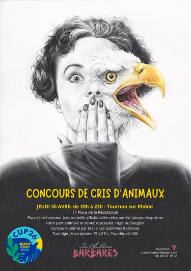 Affiche du concours de cris d'animaux CUP26