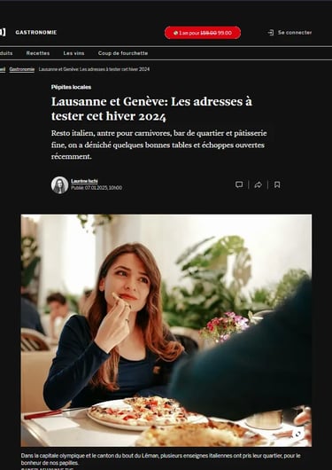 Article du journal 24 Heures – Femina présentant le restaurant Histoire Sans Faim à Lausanne, reconnu parmi les bonnes adress