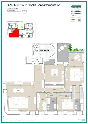 Planimetria del quadrilocale Appartamento A4 di Palazzo CorteVerdi a Cremona