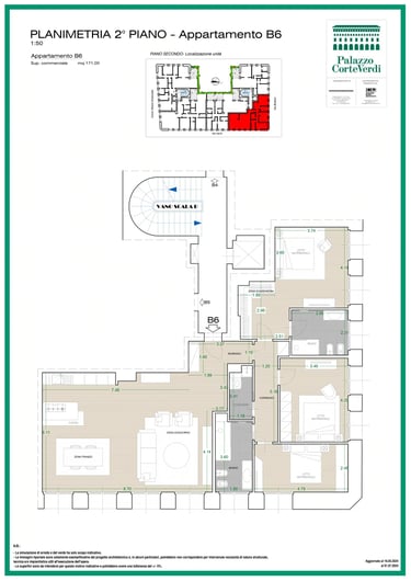 Planimetria del quadrilocale Appartamento B6 di Palazzo CorteVerdi a Cremona