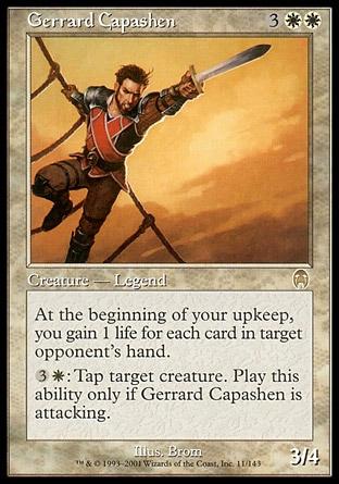 Gerrard Capashen Magic: The Gathering card from Apocalypse set featuring a legendary creature with a sword.