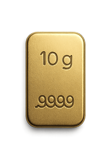 a gold bar of gold with the number one on it