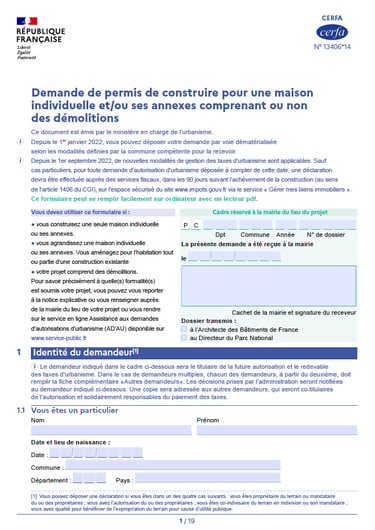 Formulaire CERFA PC -extension - annexes - permis de construire - office-plan orléans