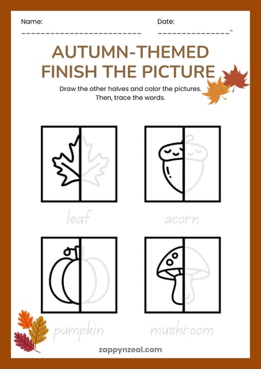 Complete the Picture worksheets printables Autumn theme