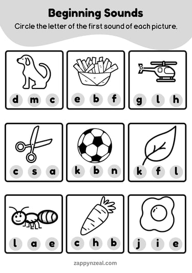 circle the starting letter