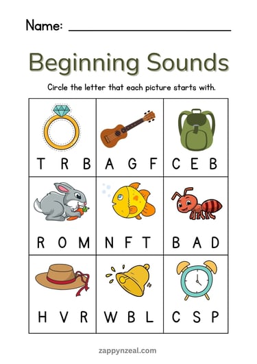 circle the starting letter of the given picture