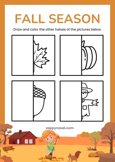 Complete the Picture worksheets printables fall theme
