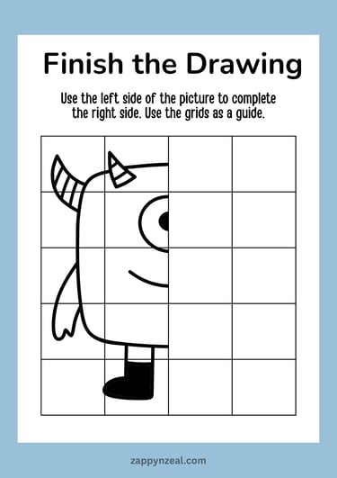 Complete the Picture worksheets printables monster them