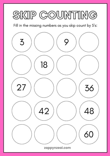skip counting by 3s printable worksheets