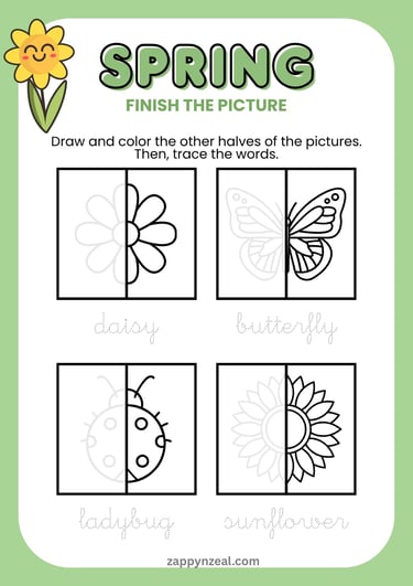 Complete the Picture worksheets printables spring theme