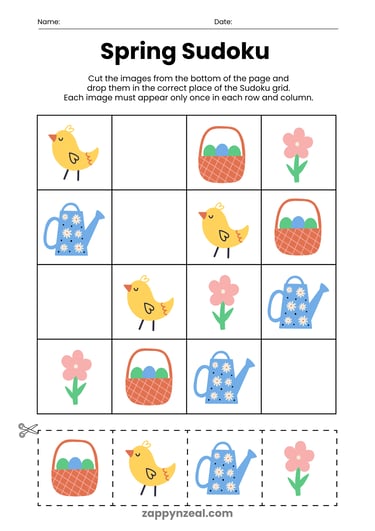 Spring Sudoku Printable And Digital Worksheet  Zappynzeal.com