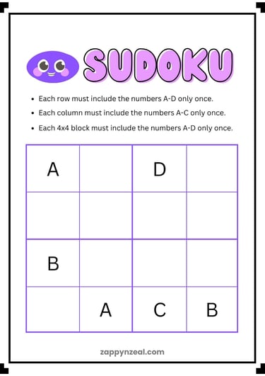 Alphabet Sudoku Worksheet Set zappynzeal.com