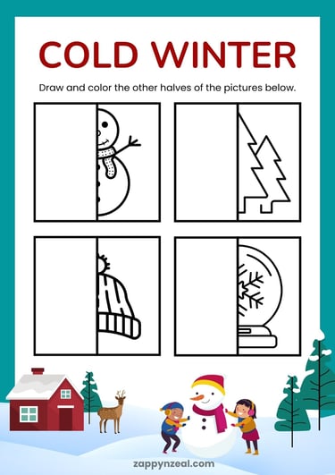 Complete the Picture worksheets printables winter theme