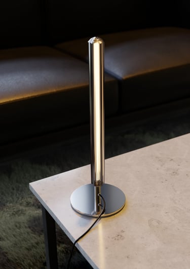 lampe de table chromé tube visuel 3d