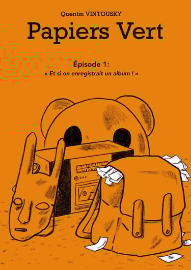 a cartoon bear with a box of papers and a box of papers