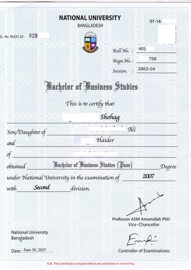 জাতীয় বিশ্ববিদ্যালয়ের মূল সনদ- Nu_ac_bd National Main Certificate