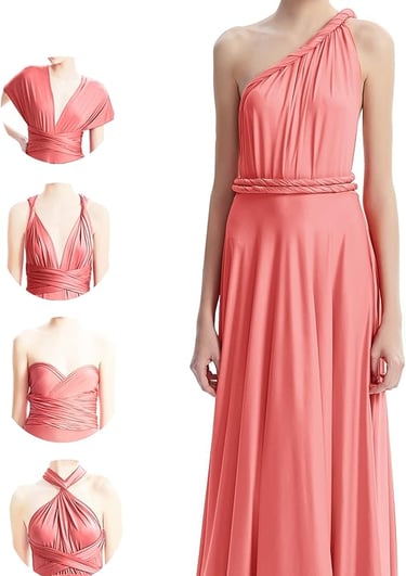 robe convertible multiway rose poudre ideal demoiselle honneur reutilisable plus ports possibles