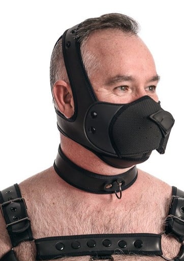 Man in animal play bear muzzle