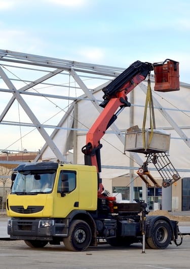 a crane truck with a crane on it