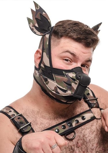 Man in animal play wolf ears and mask