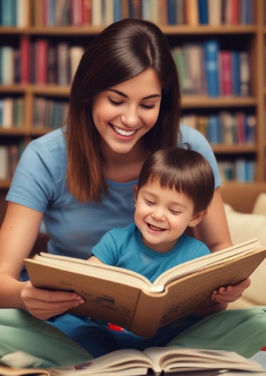 A cozy reading nook filled with chapter books for young readers.
