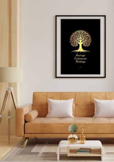 Série de posters numériques de symboles dorés
