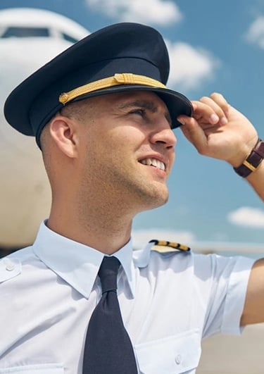 Airline pilot completed pilot training with plane