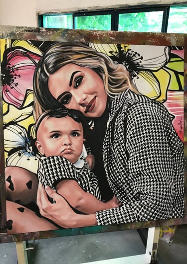 Pintura em estilo Pop-Art de uma mulher sorridente - por Sérgio Astral