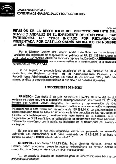 error diagnóstico de un tumor