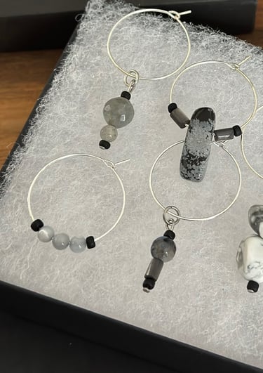 Rosevale Accessories natural gemstone wine charms in grey hues