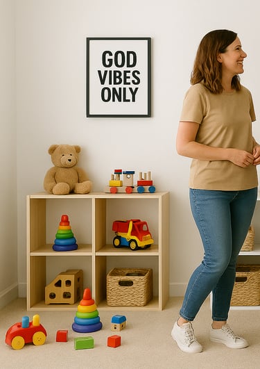 a man and woman standing in a room