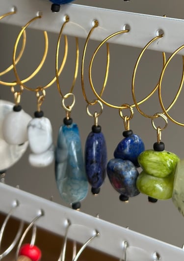 Rosevale Accessories natural gemstone wine charms in blue hues